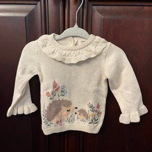 Viverano Organic Cotton Hedgehog and Pointelle Collar Sweater 0-3 Months